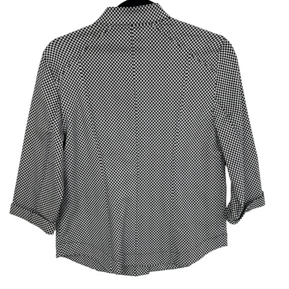 NWT Chico's Perfect Stretch Diamond Gingham 3/4 Jacket Black White US 4 - Picture 4 of 4